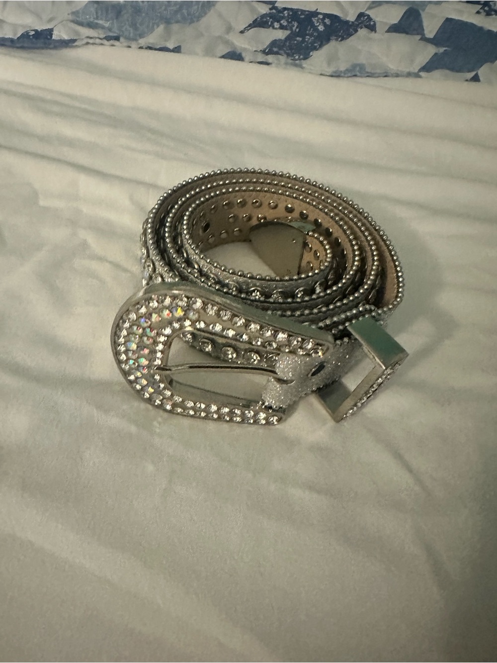 Rhinestone Accent men’s Silver Belt